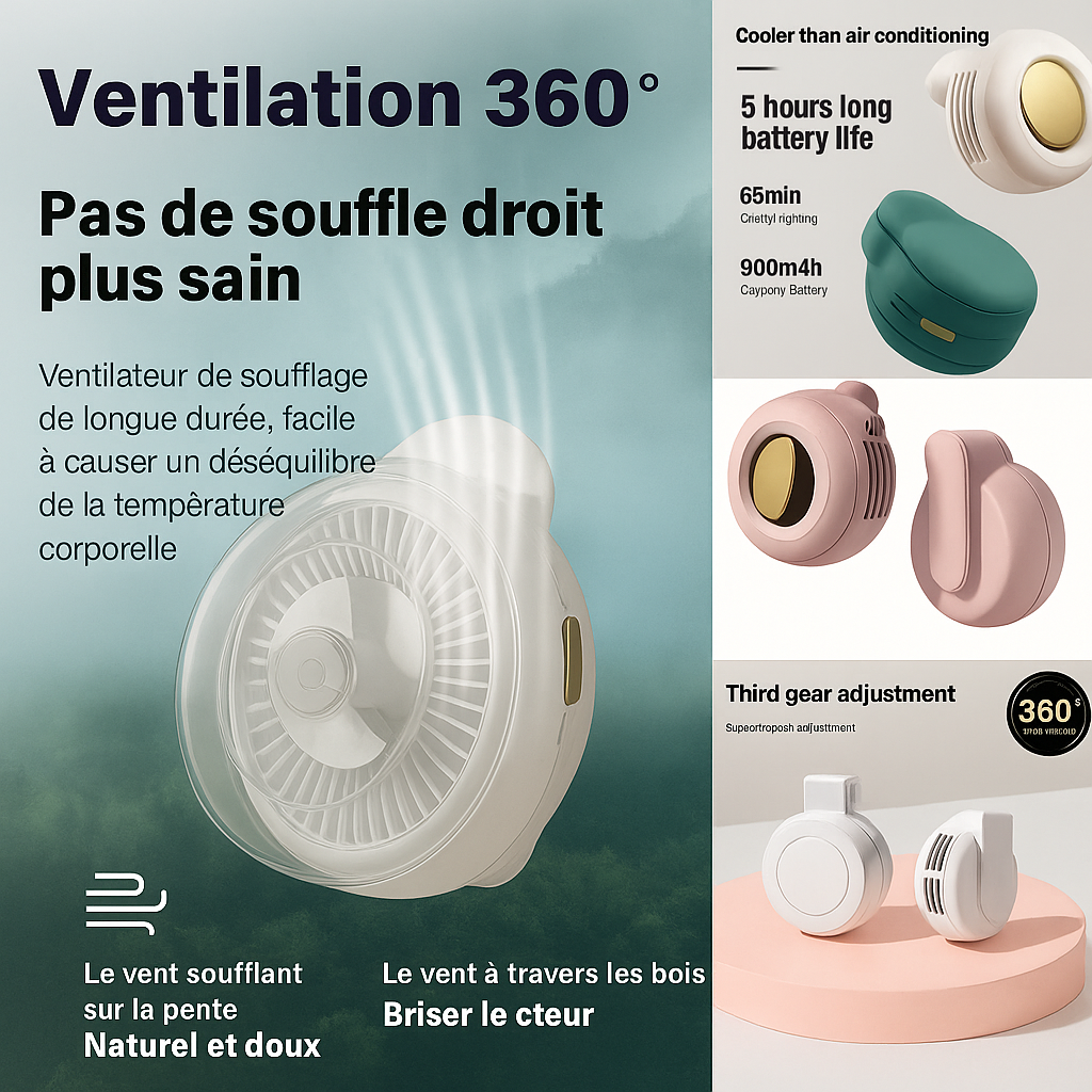 Mini Ventilateur Portable Sans Pales – Rechargeable, Silencieux, Clipsable & Multifonction | Le Bon Plan Fraîcheur de l’Été
