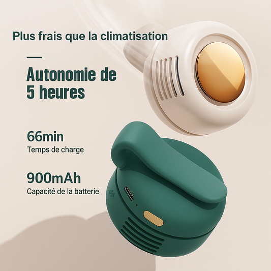 Mini Ventilateur Portable Sans Pales – Rechargeable, Silencieux, Clipsable & Multifonction | Le Bon Plan Fraîcheur de l’Été