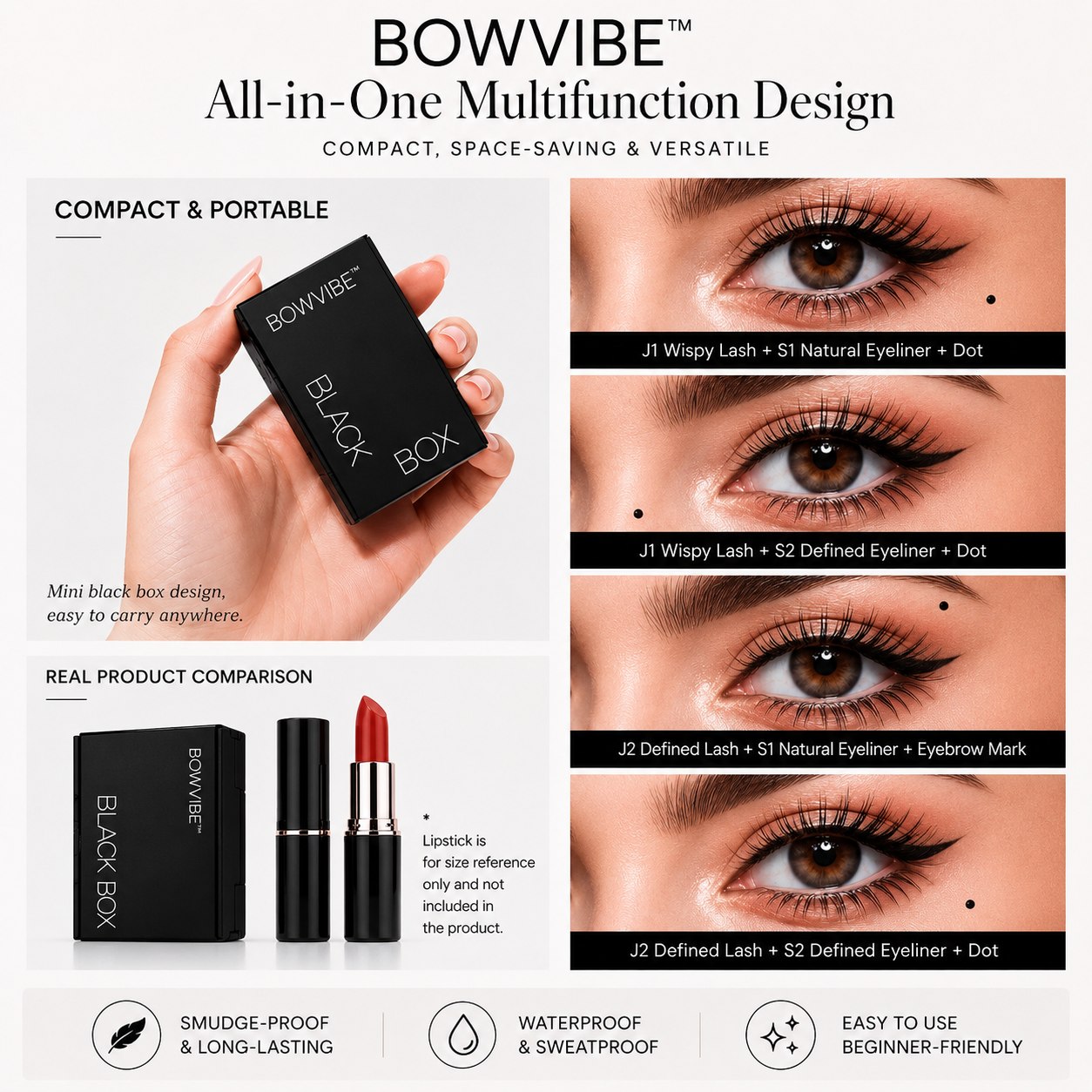 Kit Eyeliner Tampon 3 en 1 Waterproof Longue Tenue