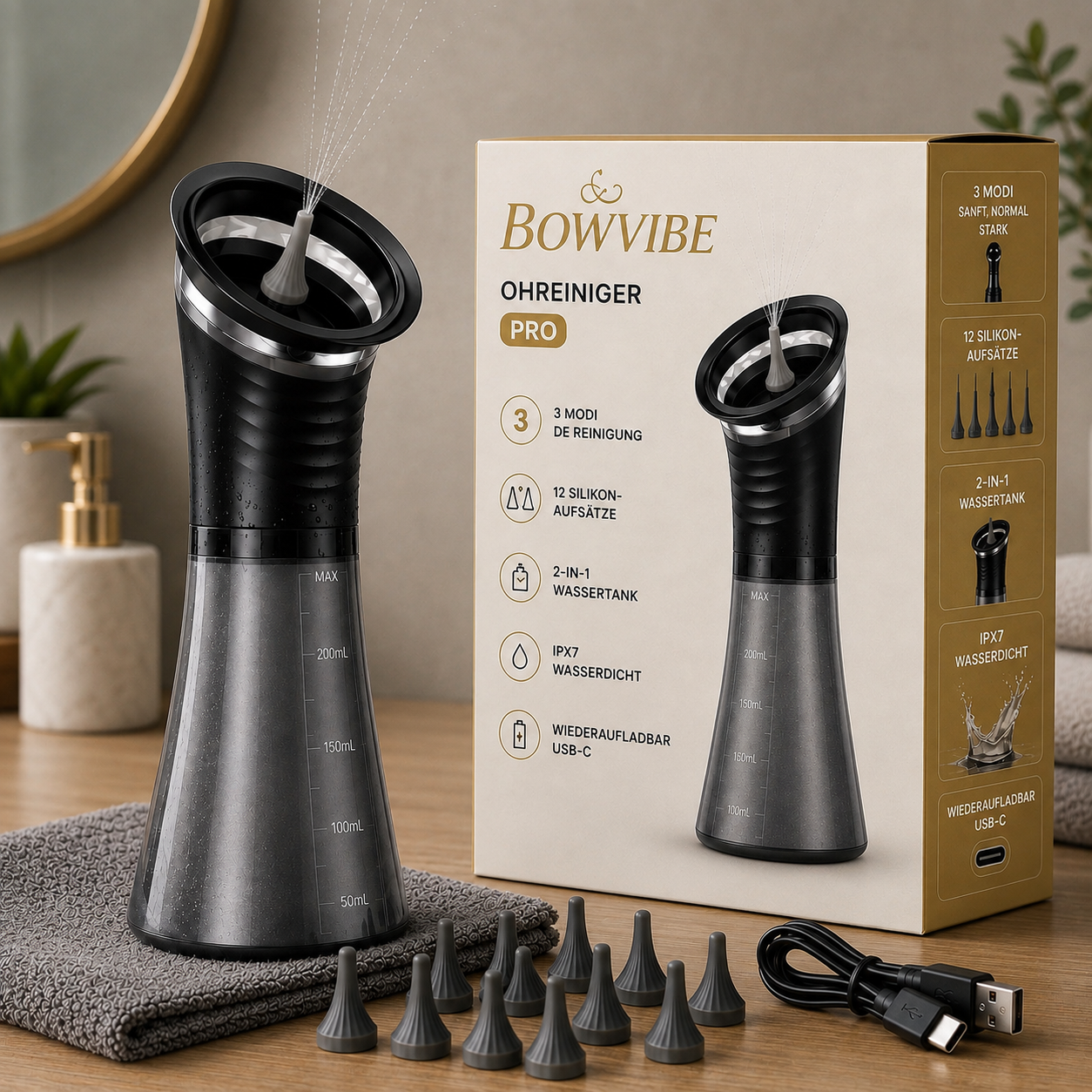 Pulitore professionale per le orecchie Pro™ a doppio serbatoio