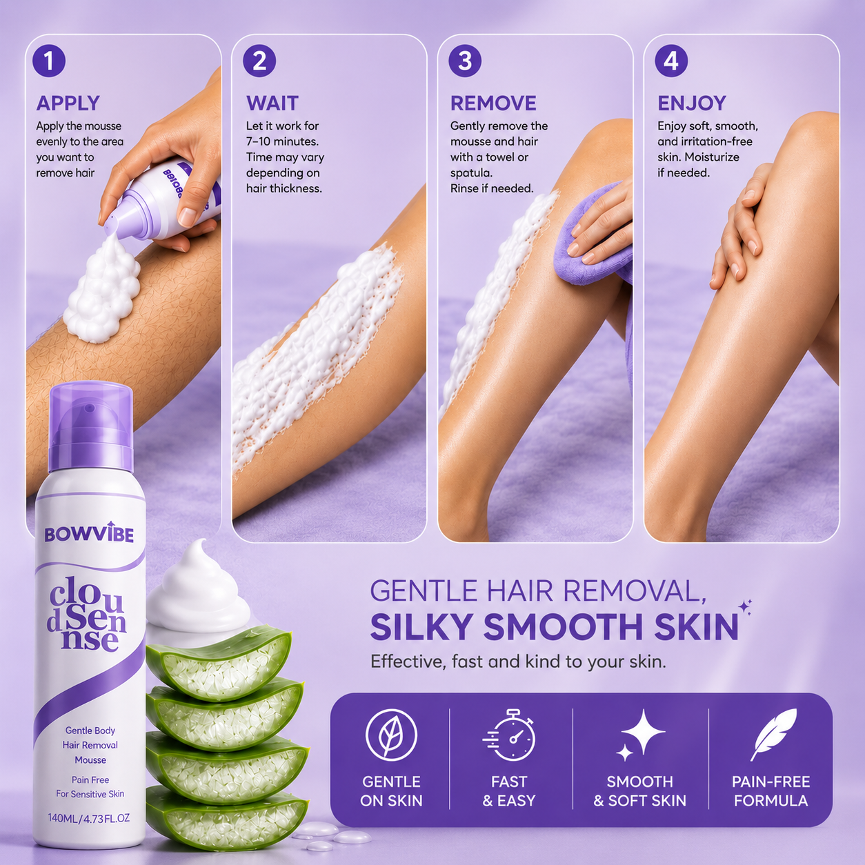 Mousse depilatoria per una pelle liscia senza irritazioni
