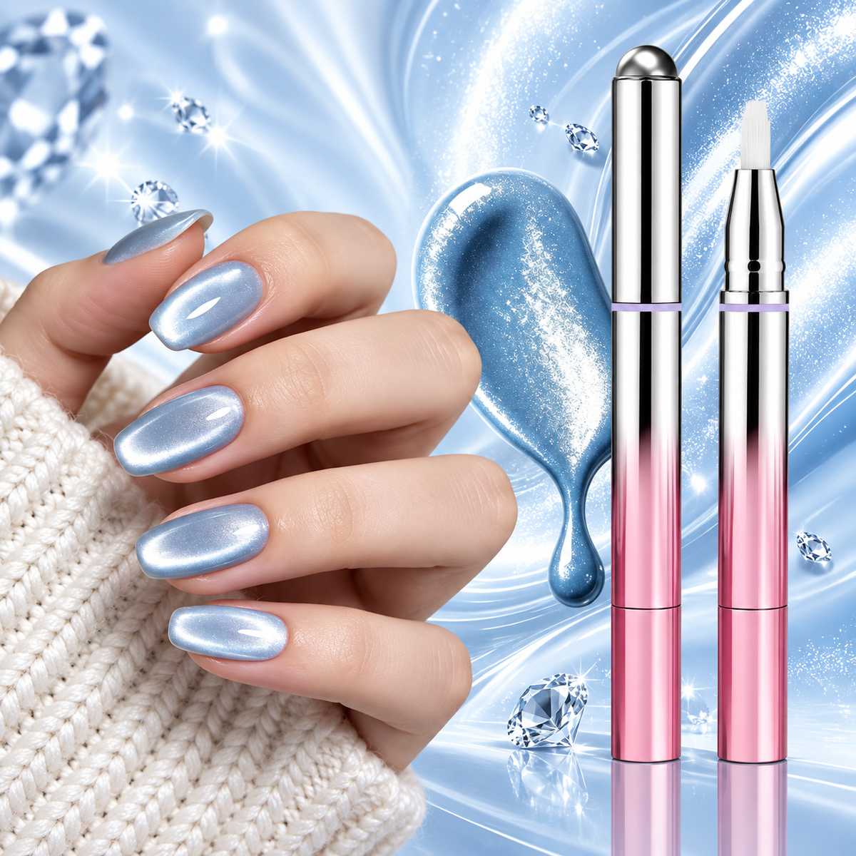 Stylo Gel 7 en 1 Effet Œil de Chat Magnétique