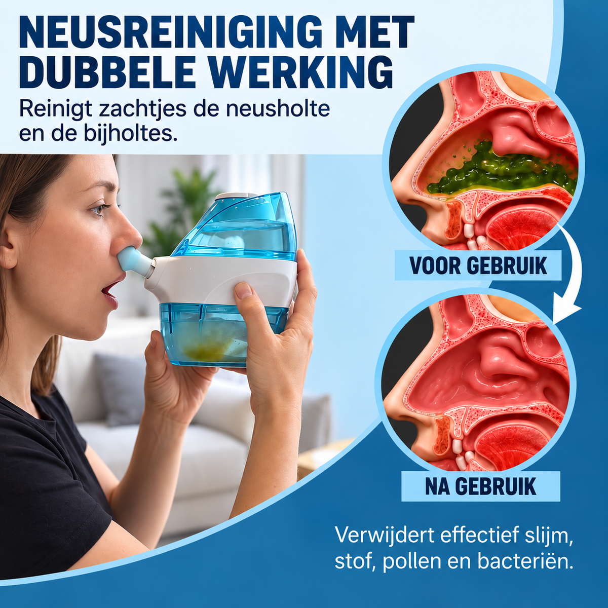 Nasal Pro™ 2-in-1 neusspoeling & neuszuiger