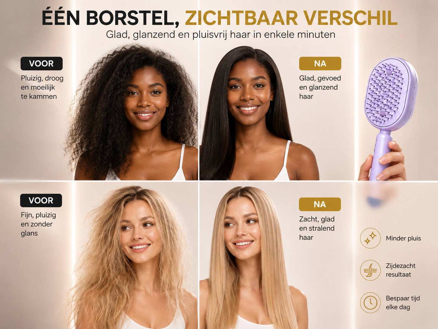 Glad & Glanzend Haar zonder Breuk of Beschadiging