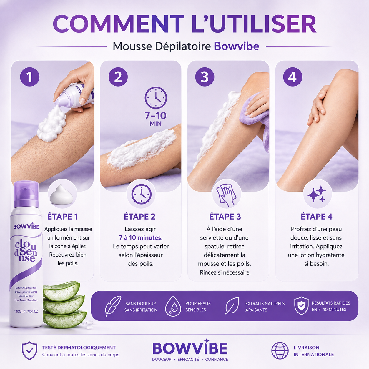 Mousse Dépilatoire Douce Résultat Lisse & Confortable