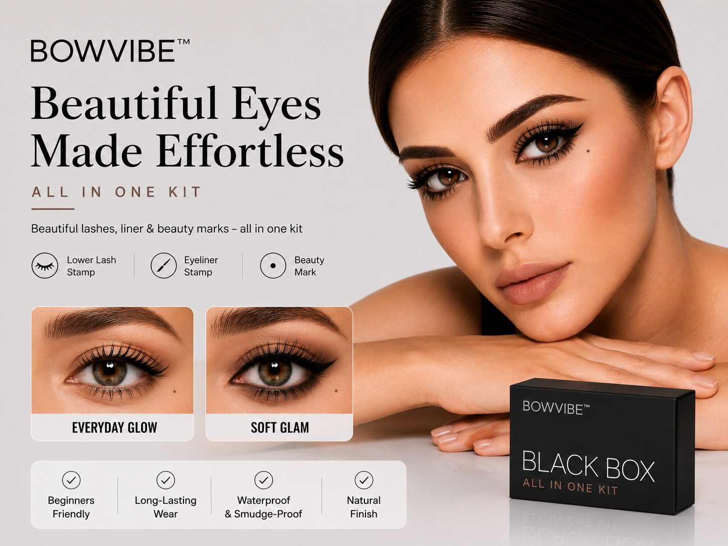 Kit Eyeliner Tampon 3 en 1 Waterproof Longue Tenue