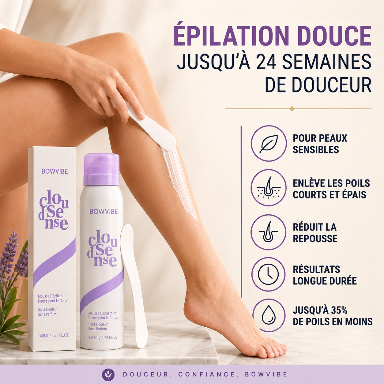 Mousse Dépilatoire Douce Résultat Lisse & Confortable