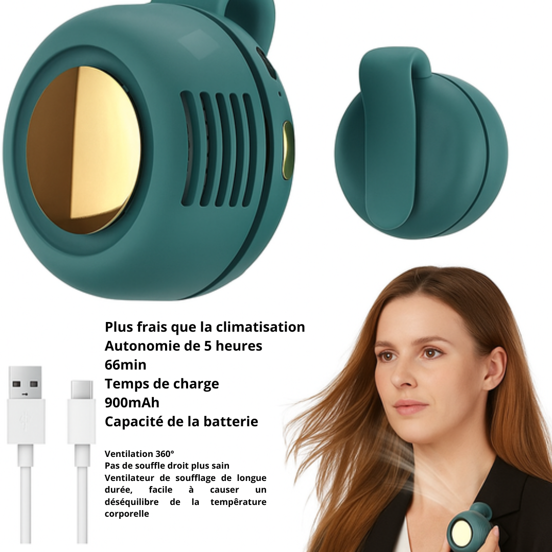 Mini Ventilateur Portable Sans Pales – Rechargeable, Silencieux, Clipsable & Multifonction | Le Bon Plan Fraîcheur de l’Été