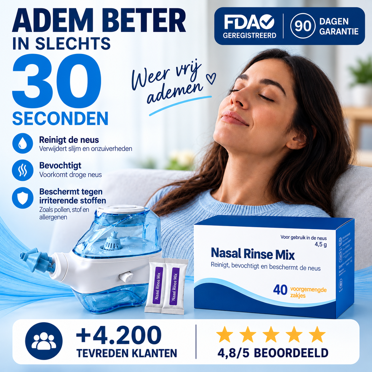 Nasal Pro™ Lavagem nasal e aspirador nasal 2-em-1