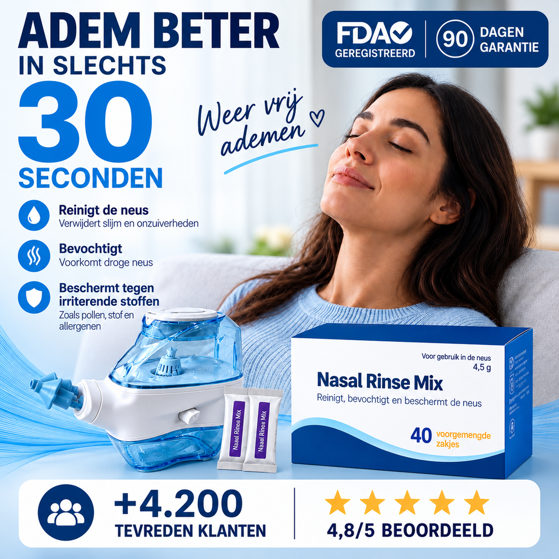 Nasal Pro™ 2-in-1 neusspoeling & neuszuiger