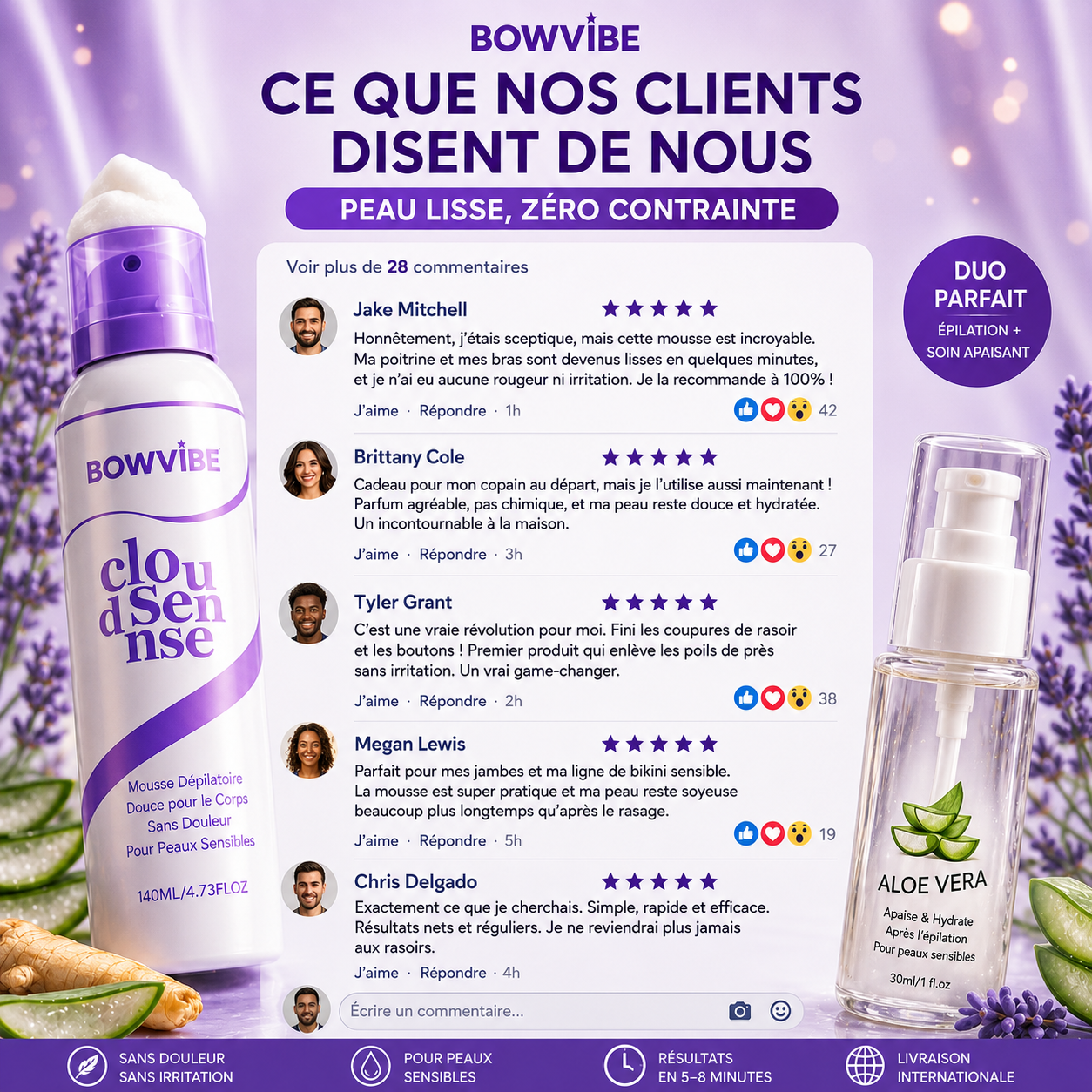 Mousse Dépilatoire Douce Résultat Lisse & Confortable