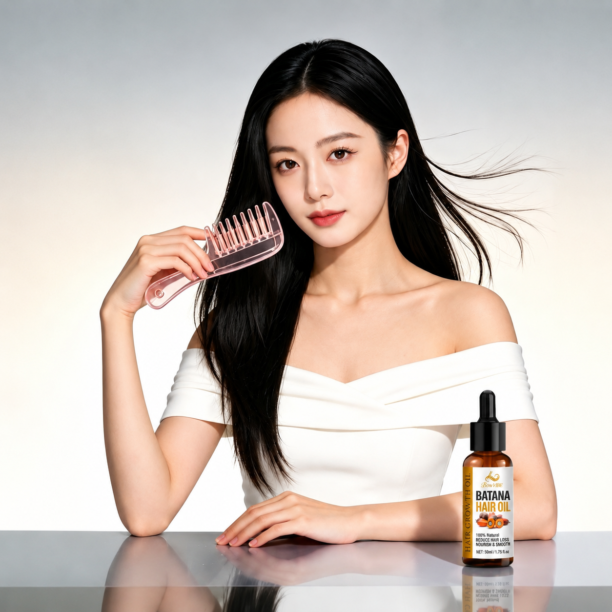 Mini pettine portatile con guida per liquidi