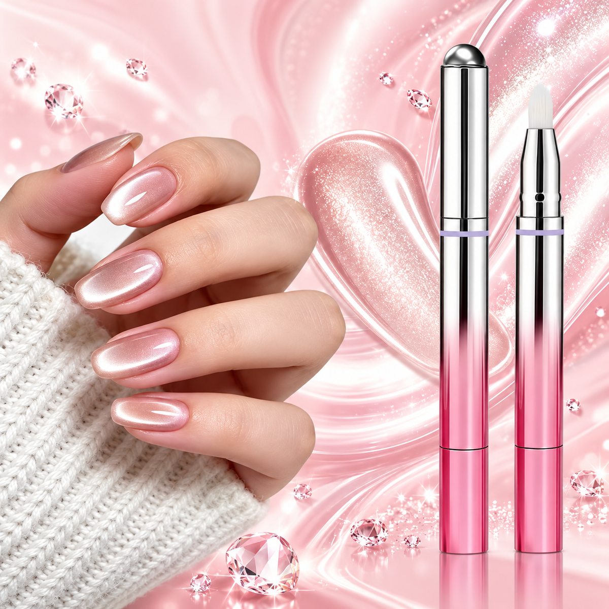Stylo Gel 7-en-1 Effet Œil de Chat Magnétique