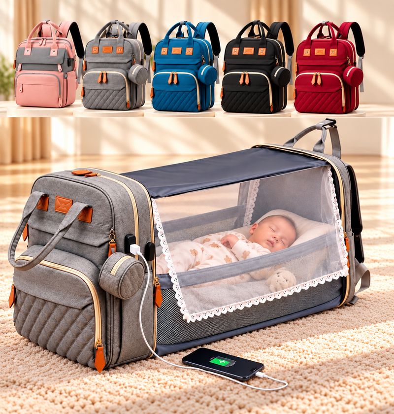 Sac à Langer 2 en-1 avec Lit Bébé Portable