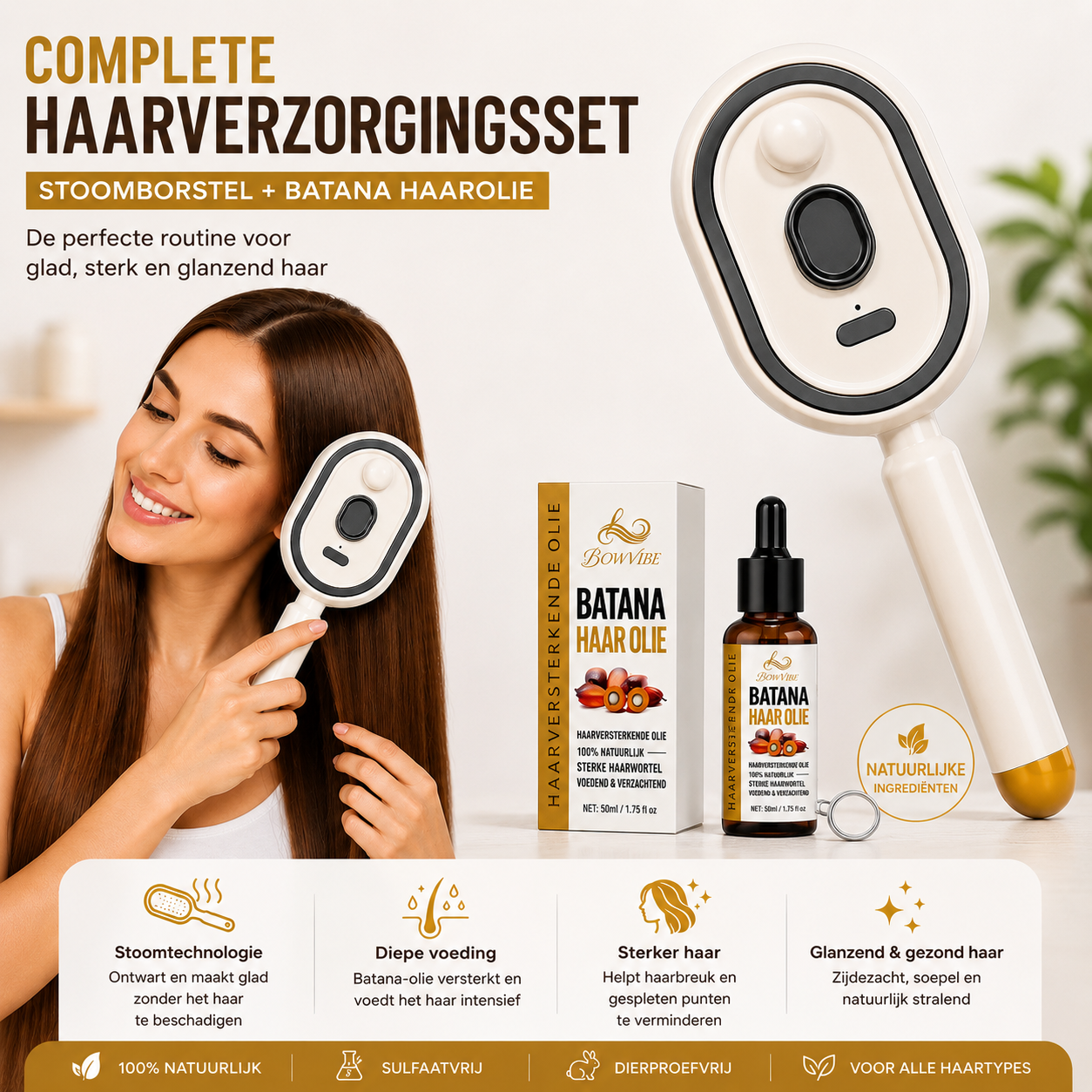 Glad & Glanzend Haar zonder Breuk of Beschadiging