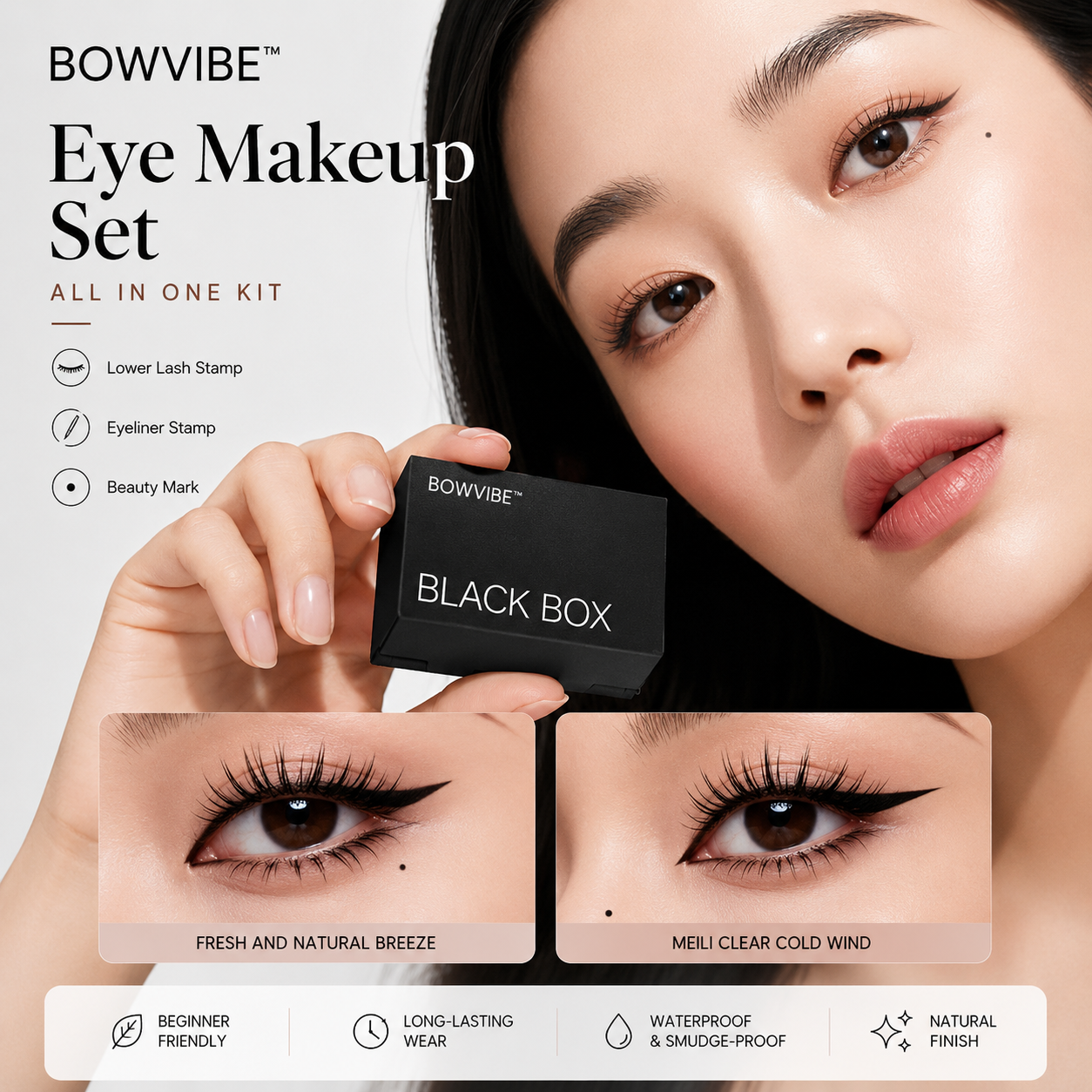 Kit Eyeliner Tampon 3 en 1 Waterproof Longue Tenue